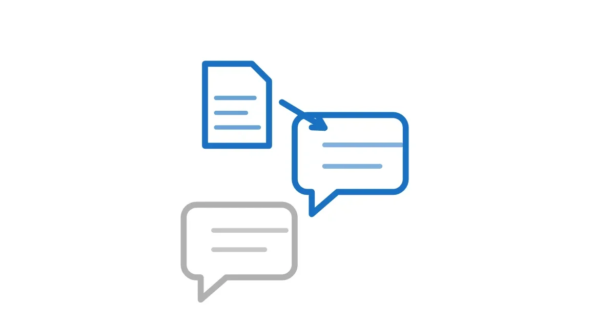 Um documento sendo anexado a uma conversa, e a resposta mudando de forma.