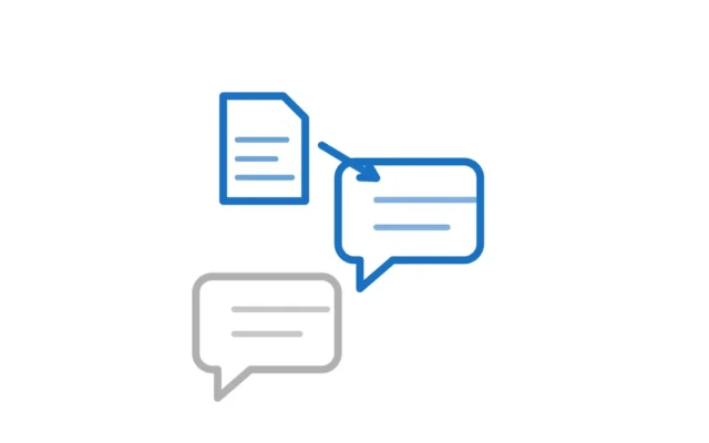 Um documento sendo anexado a uma conversa, e a resposta mudando de forma.