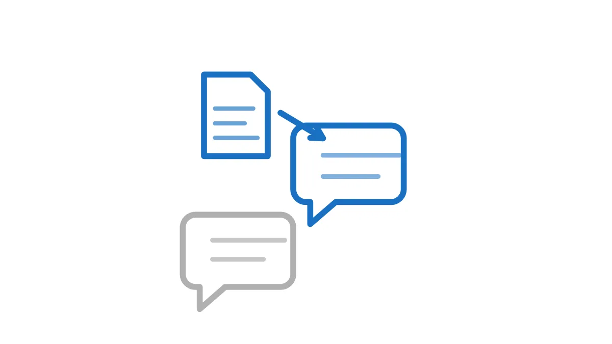 Um documento sendo anexado a uma conversa, e a resposta mudando de forma.
